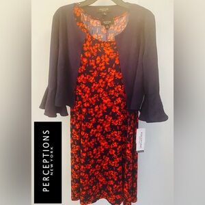 Perceptions 2 Piece Dress Sweater Combo Sz Med.